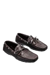 Cesare di Napoli Men's moccasins made of genuine leather and alligator leather brown - Metal inserts, suede lace. 80% genuine leather, 20% alligator skin. Interior: Leather. Insole: Leather. Outsole: Other materials. Country of manufacture: Italy. Care: specialized cleaning - photo 3