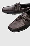 Cesare di Napoli Men's moccasins made of genuine leather and alligator leather brown - Metal inserts, suede lace. 80% genuine leather, 20% alligator skin. Interior: Leather. Insole: Leather. Outsole: Other materials. Country of manufacture: Italy. Care: specialized cleaning - photo 5