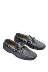 Cesare di Napoli Men's moccasins made of genuine leather and alligator leather gray - Metal inserts, suede lace. 80% genuine leather, 20% alligator skin. Interior: Leather. Insole: Leather. Outsole: Other materials. Country of manufacture: Italy. Care: specialized cleaning - photo 3