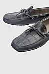 Cesare di Napoli Men's moccasins made of genuine leather and alligator leather gray - Metal inserts, suede lace. 80% genuine leather, 20% alligator skin. Interior: Leather. Insole: Leather. Outsole: Other materials. Country of manufacture: Italy. Care: specialized cleaning - photo 5