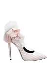 Aleksander Siradekian Pink cotton and silk shoes for women - textured flower, striped pattern, tassel. cotton, silk. Heel height: 12 centimeters. Country of manufacture: Italy. Care: specialized cleaning - photo 1