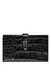 Tardini Black alligator leather business card holder for men - Textured leather. 100% alligator skin. Buckle. Country of manufacture: Italy. Care: specialized cleaning - photo 1