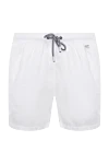 MC2 Saint Barth White polyester beach shorts for men - logo patch. two side, one back. 100% polyester. Closure: drawstring. Country of manufacture: Italy. Care: specialized cleaning - photo 1