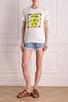 Women's cotton white t-shirt with lemons print FeFe - picture print. 100% cotton. Country of manufacture: Italy. Care: specialized cleaning - photo 2