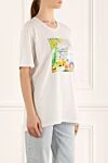 FeFe Women's cotton white t-shirt with painting print - picture print. 100% cotton. Country of manufacture: Italy. Care: specialized cleaning - photo 3