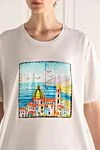 FeFe Women's cotton white t-shirt with city print - picture print. 100% cotton. Country of manufacture: Italy. Care: specialized cleaning - photo 5