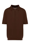 Cesare di Napoli Silk polo brown for men - Embossed pattern. 100% silk. Closure: Zipper. Country of manufacture: Italy. Care: specialized cleaning - photo 1