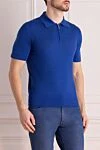 Cesare di Napoli Silk polo blue for men - Embossed pattern. 100% silk. Closure: Zipper. Country of manufacture: Italy. Care: specialized cleaning - photo 3