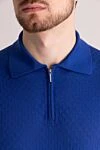 Cesare di Napoli Silk polo blue for men - Embossed pattern. 100% silk. Closure: Zipper. Country of manufacture: Italy. Care: specialized cleaning - photo 5