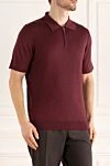 Cesare di Napoli Silk polo burgundy for men - Embossed pattern. 100% silk. Closure: Zipper. Country of manufacture: Italy. Care: specialized cleaning - photo 3