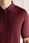 Cesare di Napoli Silk polo burgundy for men - Embossed pattern. 100% silk. Closure: Zipper. Country of manufacture: Italy. Care: specialized cleaning - photo 5