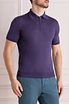 Cesare di Napoli Silk polo purple for men - Embossed pattern. 100% silk. Closure: Zipper. Country of manufacture: Italy. Care: specialized cleaning - photo 3