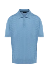 Cesare di Napoli Blue silk polo for men - Decor: Embossed pattern. Composition: 100% silk. Clasp: Buttons. Country of manufacture: Italy. Care: specialized cleaning - photo 1