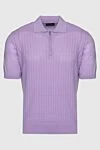 Cesare di Napoli Men's violet silk polo - Embossed pattern. 100% silk. Closure: Zipper. Country of manufacture: Italy. Care: specialized cleaning - photo 1