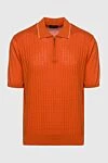 Cesare di Napoli Silk polo orange for men - Embossed pattern, contrast stripe on the collar. 100% silk. Closure: Zipper. Country of manufacture: Italy. Care: specialized cleaning - photo 1