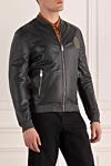 Billionaire Gray leather jacket for men - Brand Emblem. 100% leather. Closure: Zipper. Two zippered side pockets. Country of manufacture: Italy. Care: specialized cleaning - photo 3