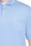 Kiton Поло бавовняне блакитне фактурне з нагрудною кишенею чоловіче - Рельєфний візерунок, контрастні смужки на комірі. 100% бавовна. Гудзики. Країна виробник: Італія. Догляд: спеціалізоване чищення - фото 5