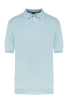 Kiton Cotton and cashmere polo blue for men - Contrasting stripes on the collar. 90% cotton, 10% cashmere. Buttons. Country of manufacture: Italy. Care: specialized cleaning - photo 1