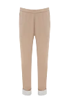 Panicale Women's pants beige with white cuffs - contrasting cuffs. 50% acrylic, 50% viscose. elastic belt. Country of manufacture: Italy. Care: specialized cleaning - photo 1