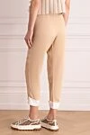 Women's pants beige with white cuffs Panicale - contrasting cuffs. 50% acrylic, 50% viscose. elastic belt. Country of manufacture: Italy. Care: specialized cleaning - photo 4