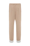 Women's pants beige with white cuffs Panicale - contrasting cuffs. 50% acrylic, 50% viscose. elastic belt. Country of manufacture: Italy. Care: specialized cleaning - photo 6