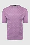 Cesare di Napoli Short sleeve jumper in silk and cotton pink for men - Embossed pattern. Short sleeve. 55% silk, 45% cotton. Country of manufacture: Italy. Care: specialized cleaning - photo 1