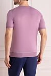 Short sleeve jumper in silk and cotton pink for men Cesare di Napoli - Embossed pattern. Short sleeve. 55% silk, 45% cotton. Country of manufacture: Italy. Care: specialized cleaning - photo 4