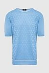 Cesare di Napoli Short sleeve jumper made of silk and cotton blue for men - Embossed pattern. Short sleeve. 55% silk, 45% cotton. Country of manufacture: Italy. Care: specialized cleaning - photo 1