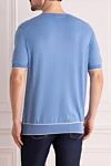 Short sleeve jumper made of silk and cotton blue for men Cesare di Napoli - Embossed pattern. Short sleeve. 55% silk, 45% cotton. Country of manufacture: Italy. Care: specialized cleaning - photo 4