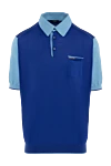 Stefano Ricci A deep blue silk polo shirt with contrasting light blue sleeves. - Contrasting sleeves and collar. Chest pocket. 100% silk. Buttons. Country of manufacture: Italy. Care: specialized cleaning - photo 1
