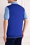A deep blue silk polo shirt with contrasting light blue sleeves. Stefano Ricci - Contrasting sleeves and collar. Chest pocket. 100% silk. Buttons. Country of manufacture: Italy. Care: specialized cleaning - photo 4