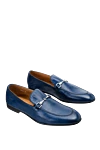 Doucal`s Blue leather loafers for men - Decor: buckle, contrast sole. Optional: heel height 2 cm. Composition: 100% genuine leather. Insole: leather. Country of manufacture: Italy. Care: specialized cleaning - photo 3