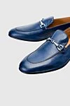 Doucal`s Blue leather loafers for men - Decor: buckle, contrast sole. Optional: heel height 2 cm. Composition: 100% genuine leather. Insole: leather. Country of manufacture: Italy. Care: specialized cleaning - photo 5