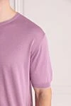 Cesare di Napoli Short sleeve jumper in silk and cotton pink for men - Short sleeve. 55% silk, 45% cotton. Country of manufacture: Italy. Care: specialized cleaning - photo 5