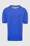 Cesare di Napoli Short sleeve jumper in silk and cotton blue for men - Short sleeve. 55% silk, 45% cotton. Country of manufacture: Italy. Care: specialized cleaning - photo 1