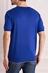 Short sleeve jumper in silk and cotton blue for men Cesare di Napoli - Short sleeve. 55% silk, 45% cotton. Country of manufacture: Italy. Care: specialized cleaning - photo 4