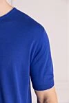 Cesare di Napoli Short sleeve jumper in silk and cotton blue for men - Short sleeve. 55% silk, 45% cotton. Country of manufacture: Italy. Care: specialized cleaning - photo 5