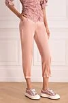 Max&Moi Women's silk cropped pants pink - two pockets. silk. hook, zipper. Country of manufacture: Italy. Care: specialized cleaning - photo 3