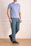 Blue cotton T-shirt for men Orian - 100% cotton. Country of manufacture: Italy. Care: specialized cleaning - photo 2