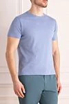 Orian Blue cotton T-shirt for men - 100% cotton. Country of manufacture: Italy. Care: specialized cleaning - photo 3