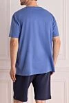Blue cotton t-shirt with microperforation and loose fit (markdown) Orian - 100% cotton. Country of manufacture: Italy. Care: specialized cleaning - photo 4