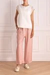 Pink viscose trousers for women Peserico - four pockets. 100% viscose. elastic belt. Country of manufacture: Italy. Care: specialized cleaning - photo 2