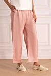 Peserico Pink viscose trousers for women - four pockets. 100% viscose. elastic belt. Country of manufacture: Italy. Care: specialized cleaning - photo 3