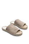 Peserico Women's stitched slippers, beige - embroidery with a contrasting thread. leather, rubber, jute. Country of manufacture: Italy. Care: specialized cleaning - photo 3