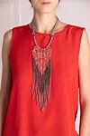 Red necklace for women Peserico - contrasting stained glass. 91% fiberglass, 4% metal, 5% genuine leather. Fastener: button. Country of manufacture: Italy. Care: specialized cleaning - photo 2