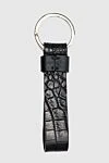 Black crocodile leather keychain for men Brioni - Textured leather, brand logo. 100% alligator skin, metal. Size: 7x3 cm. Country of manufacture: Italy. Care: specialized cleaning - photo 2