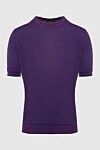Cesare di Napoli Dark purple short-sleeve jumper for men (markdown) - Contrasting stripes. Short sleeve. 55% cotton, 45% silk. Country of manufacture: Italy. Care: specialized cleaning - photo 1
