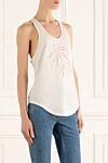 Saint Laurent White cotton top for women - figured bottom, bead embroidery. 100% cotton. Country of manufacture: Italy. Care: specialized cleaning - photo 3