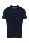 Cesare di Napoli Cotton T-shirt blue for men - animal print. 100% cotton. Country of manufacture: Italy. Care: specialized cleaning - photo 1