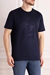 Cesare di Napoli Cotton T-shirt blue for men - animal print. 100% cotton. Country of manufacture: Italy. Care: specialized cleaning - photo 3